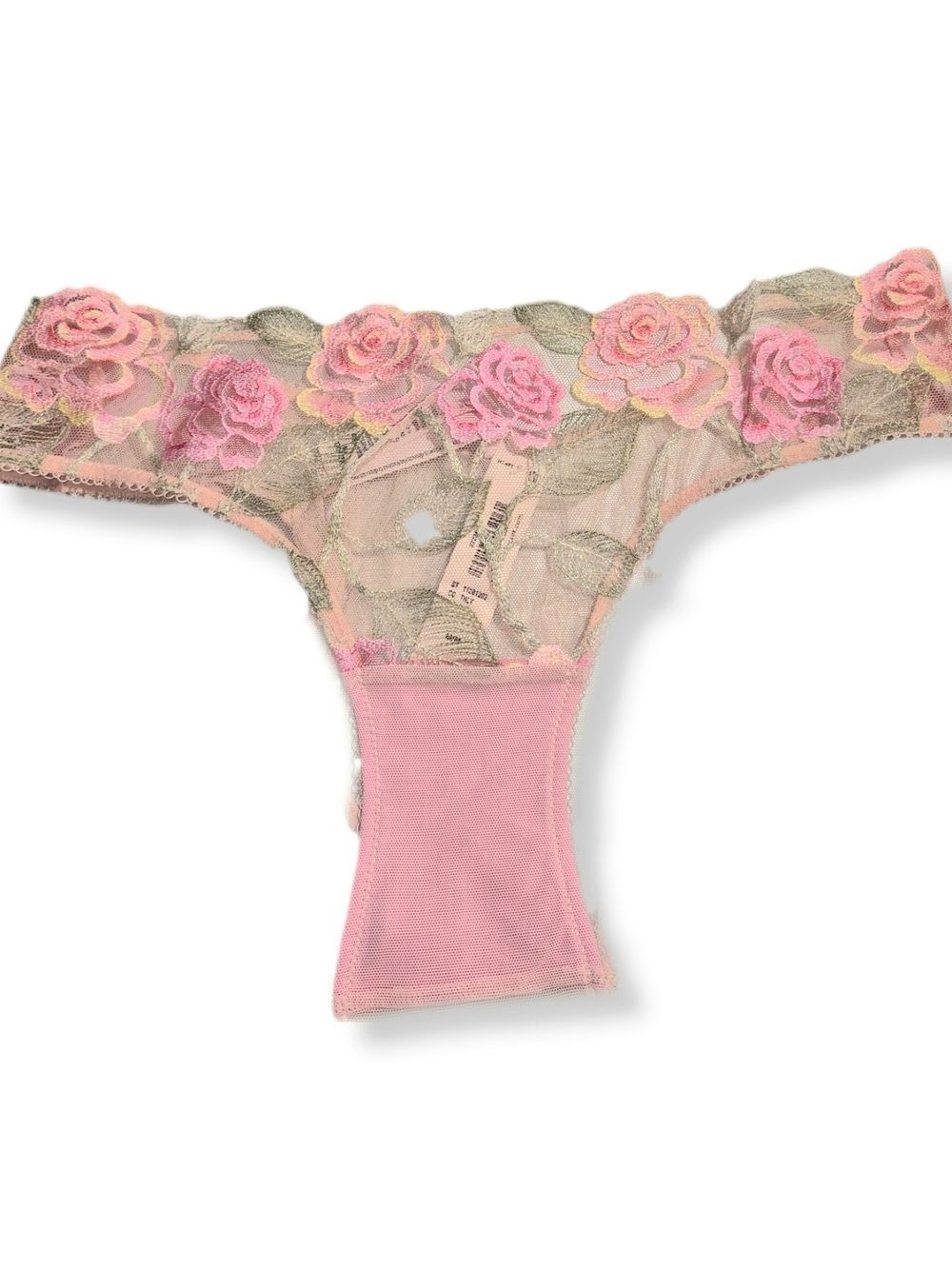 Victoria's Secret Pink Floral Lace Thong with Rose Appliqué - Picture 1 of 3